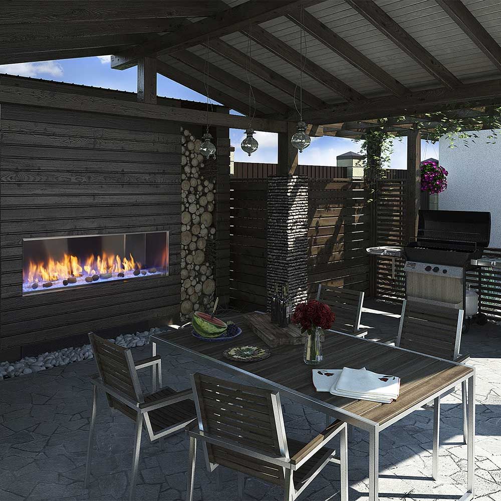 contemporary outdoor fireplace
