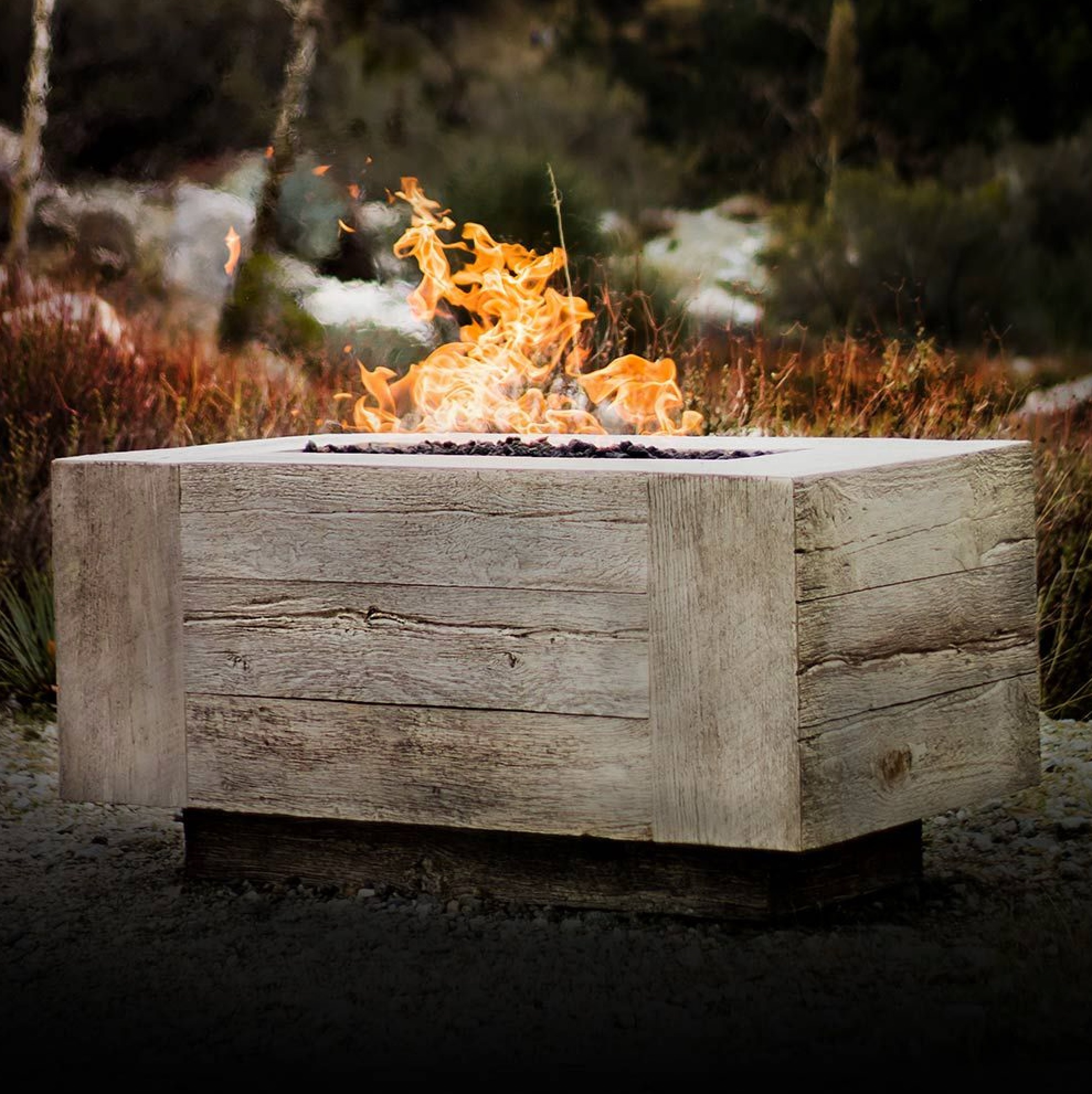 outdoor gas fire pit woodgrain